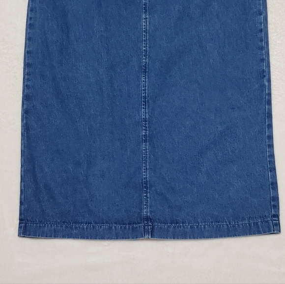 Vintage 90s Lee Riders Mid Wash Stone Wash Stretchy Basic Denim Maxi Skirt Med - Picture 6 of 11